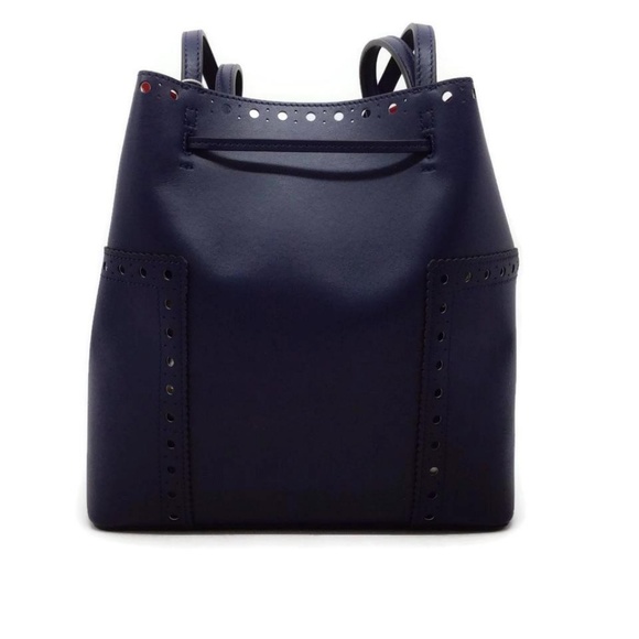 Tory Burch Block-T T Navy Leather Tote - Picture 3 of 8